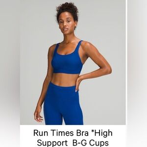 Lululemon Run Times Bra High Support 36C Symphony Blue NWOT